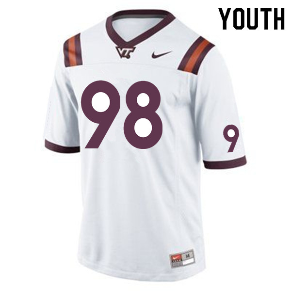 Youth #98 Caleb Quick Virginia Tech Hokies College Football Jerseys Sale-White - Click Image to Close